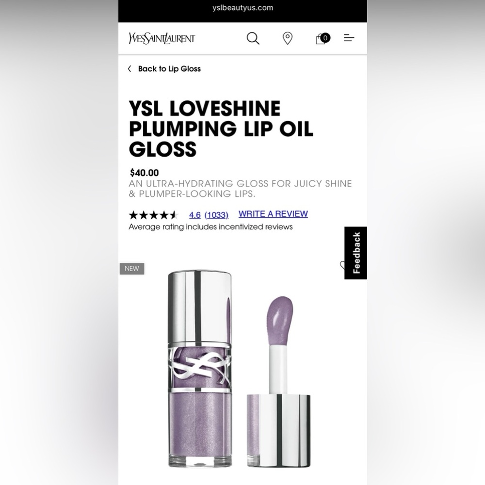Yves Saint Laurent Loveshine Lip Oil Gloss - n.01 Thunder stealer
